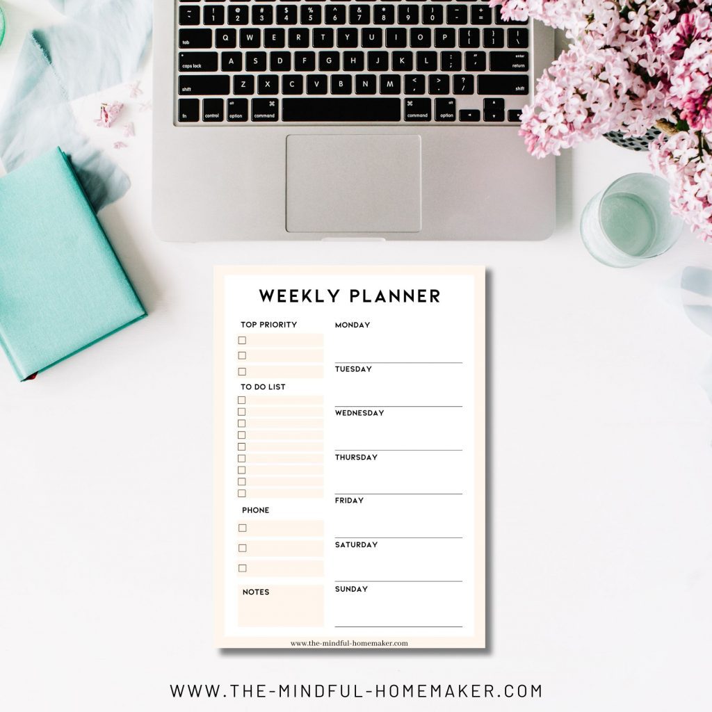 balanced layout weekly planner page