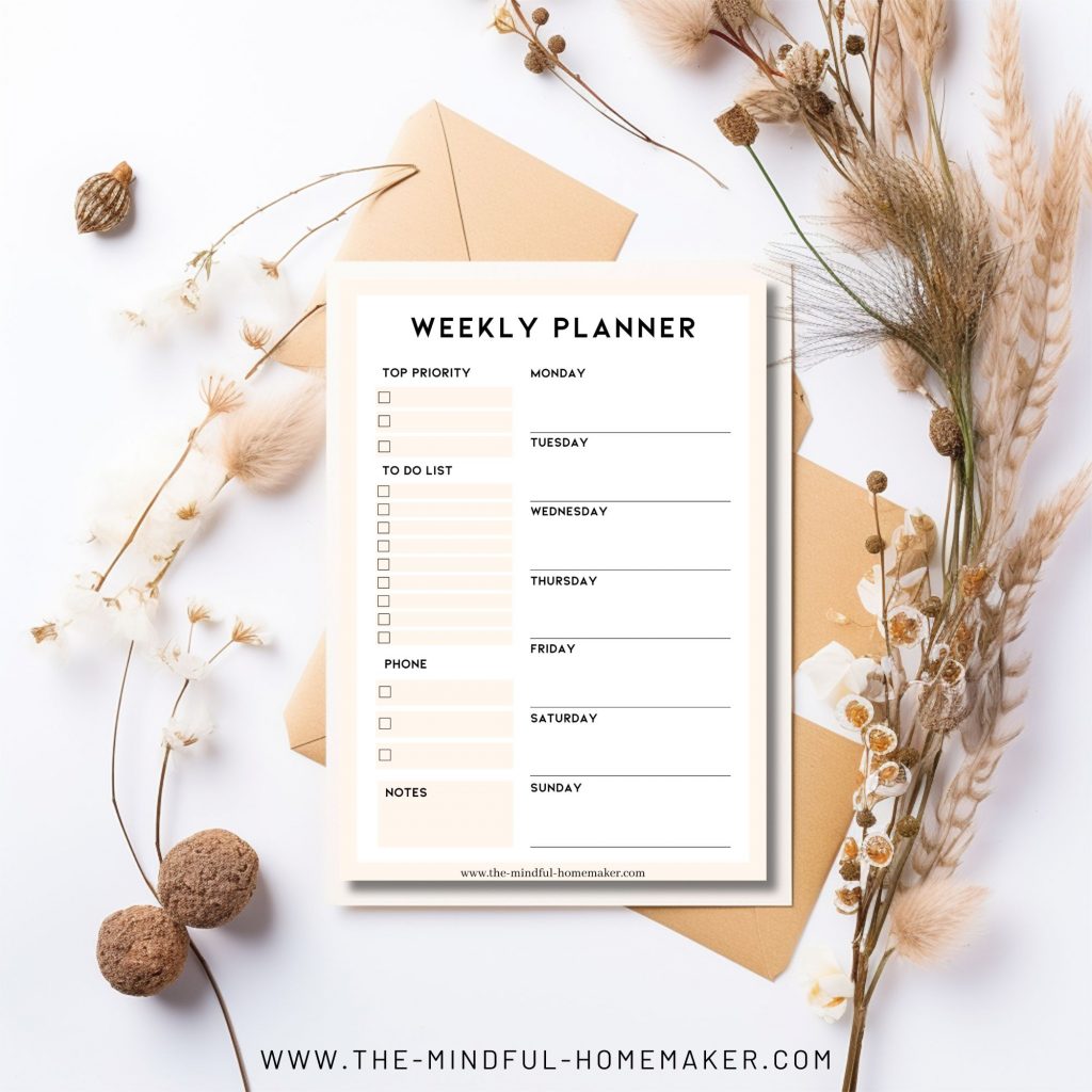 big font weekly planner free