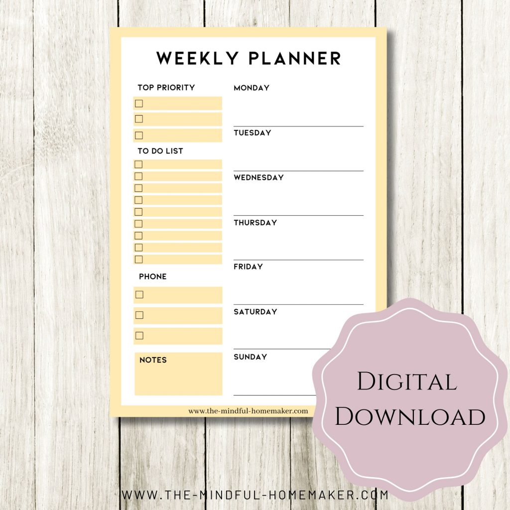 free label-based weekly layout