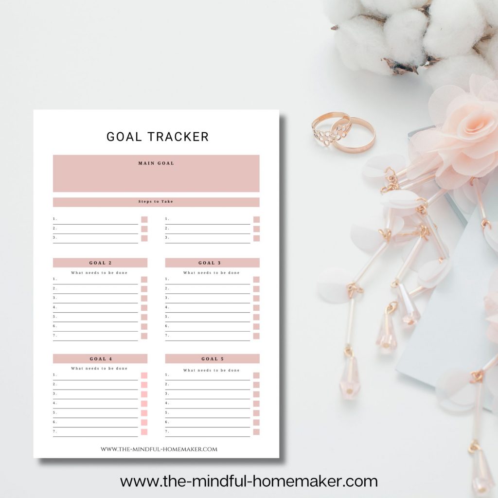 Goal Trackers milestone goals worksheet printable