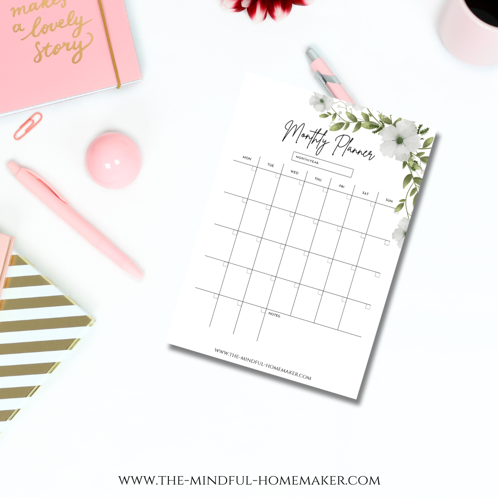 monthly calendar notes section