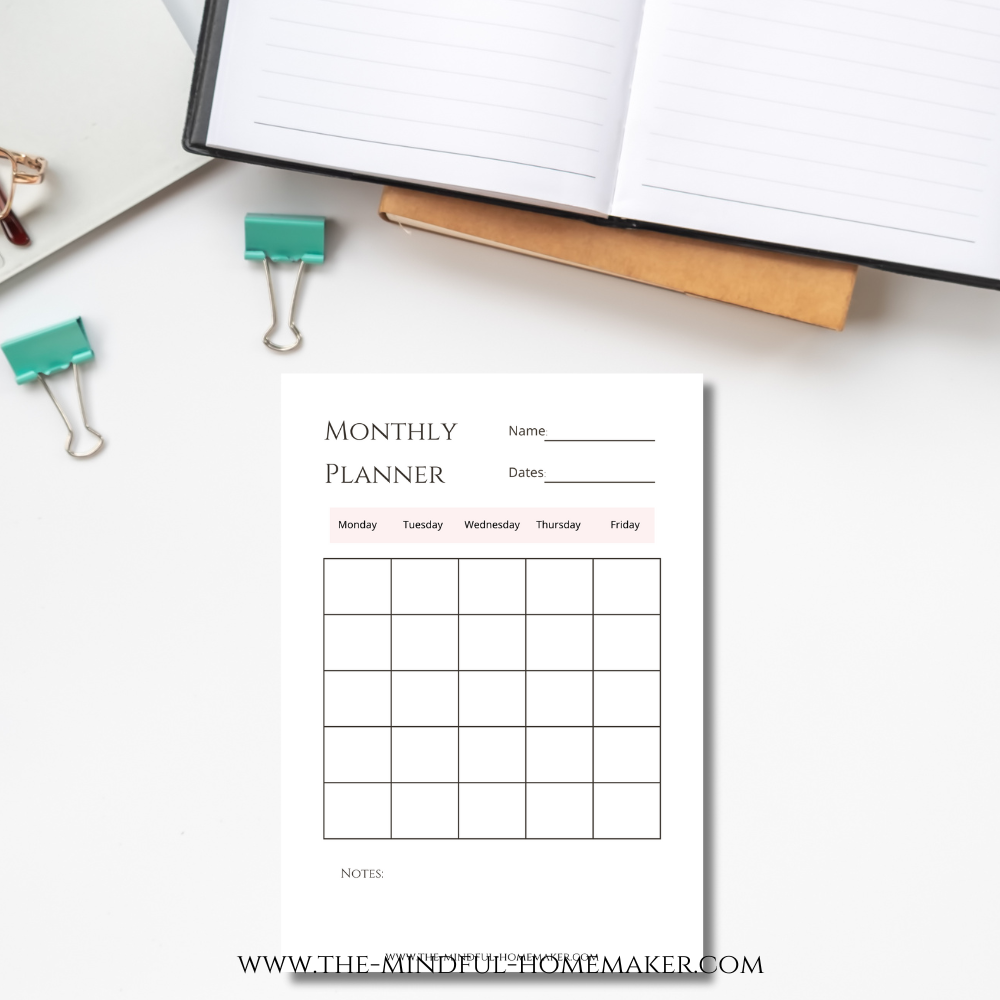 monthly planner for mental health