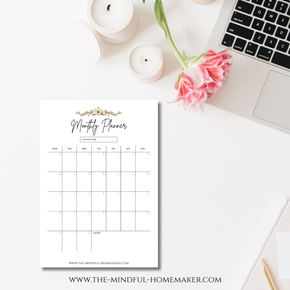 one-page monthly planner PDF