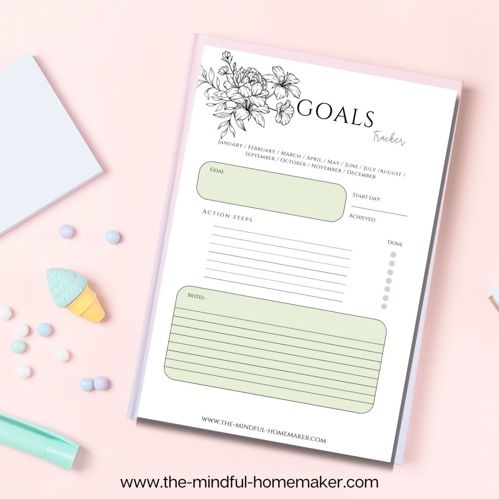 Goal Trackers planner page with multiple goals