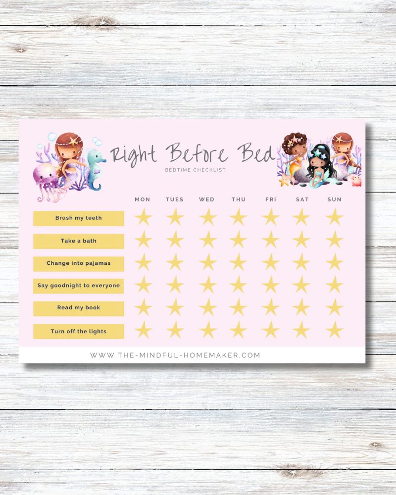 Bedtime Routines printable sleep chart with stickers