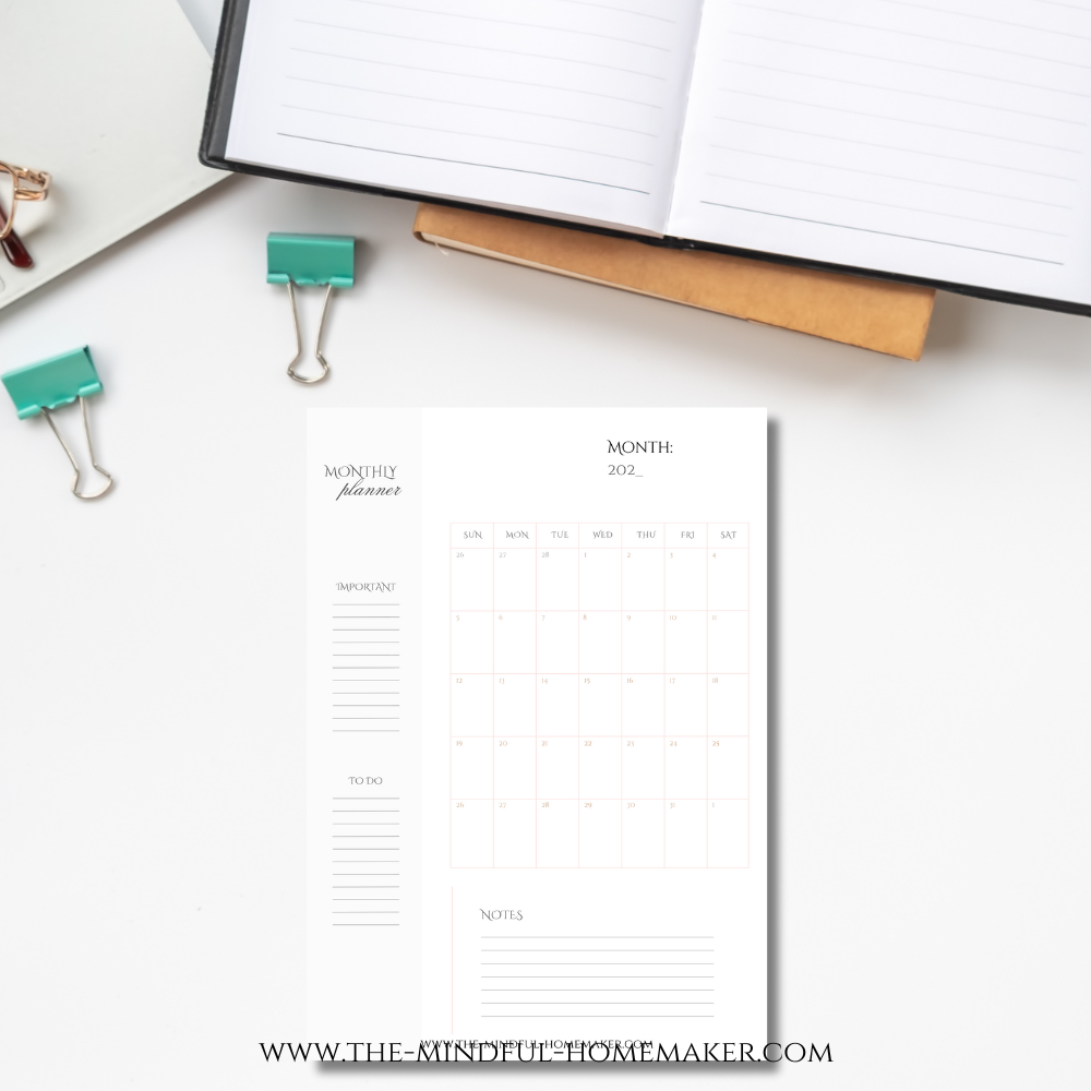 simple calendar layout printable