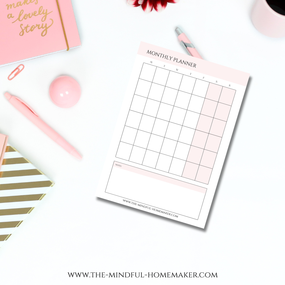 single page monthly planner free