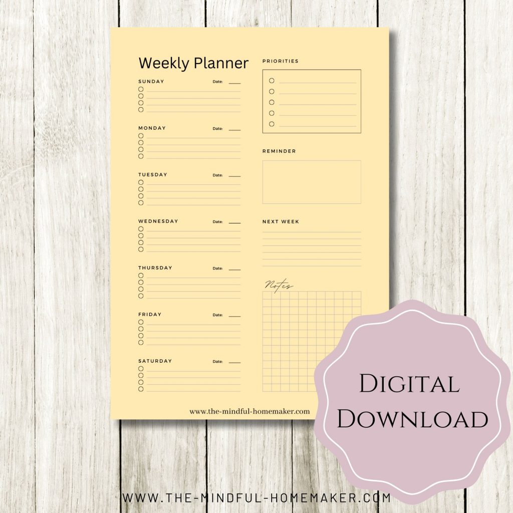 student homework planner weekly printable