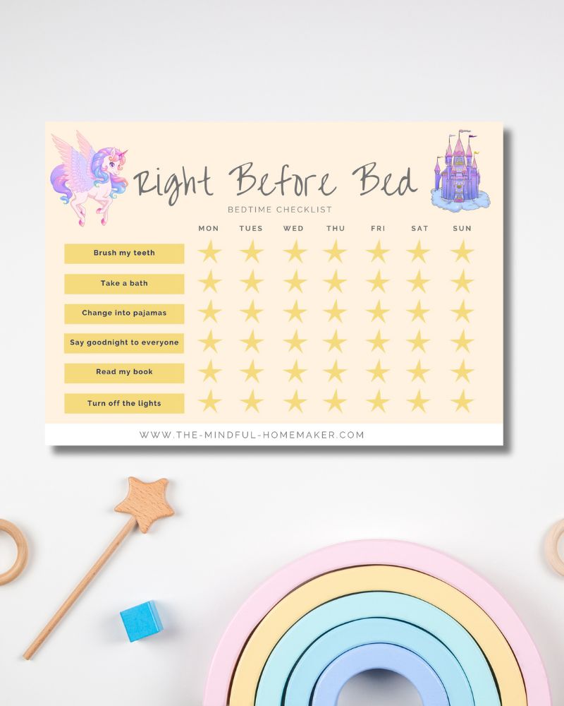 Bedtime Routines unicorn bed time sleep chart