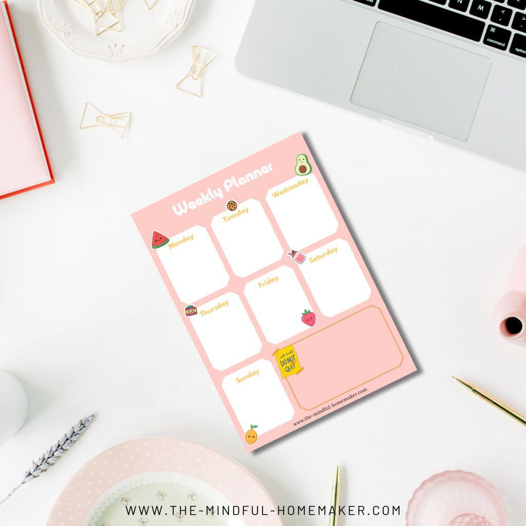 vertical weekly planner printable free