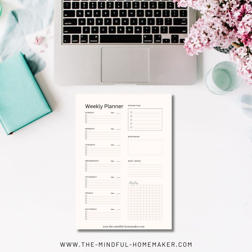 weekly planner with boxed tasks