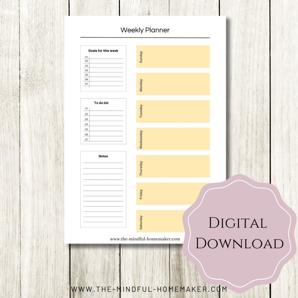 weekly wellness planner for moms