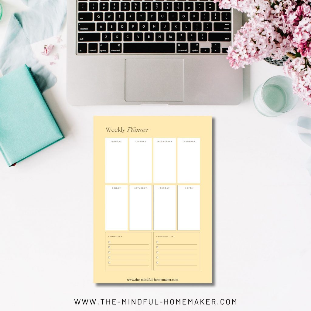 work from home planner weekly sheet