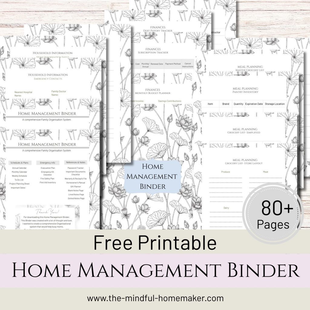 Free Home management binder for the busy mom