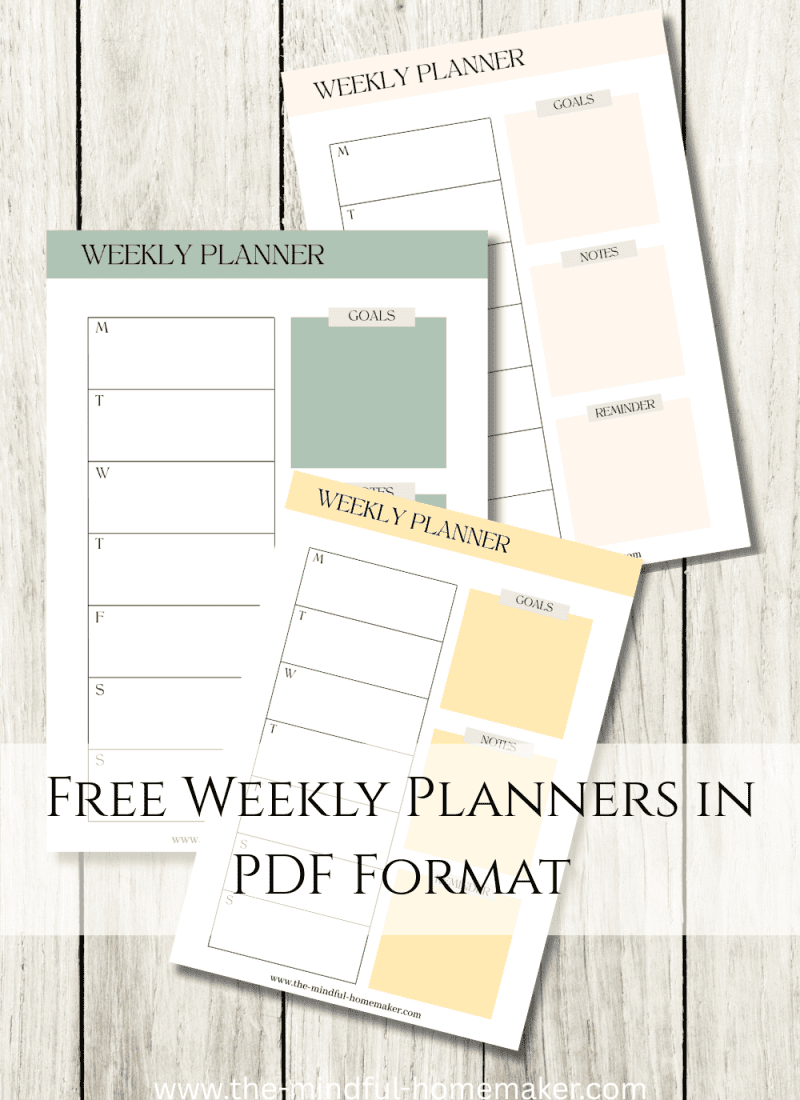 Free Weekly Planners in PDF Format