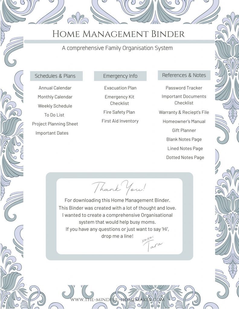 Free home management binder