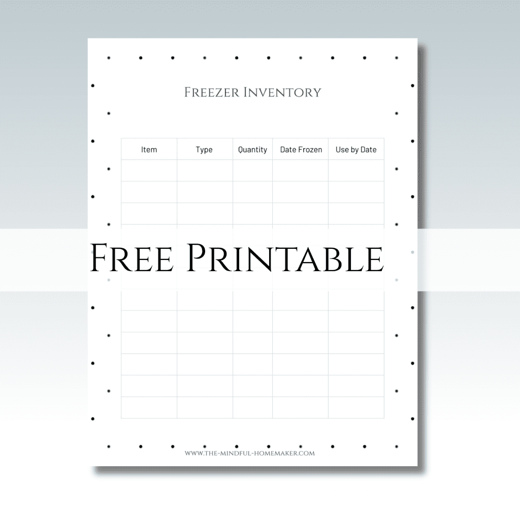 Freezer inventory Template Excel