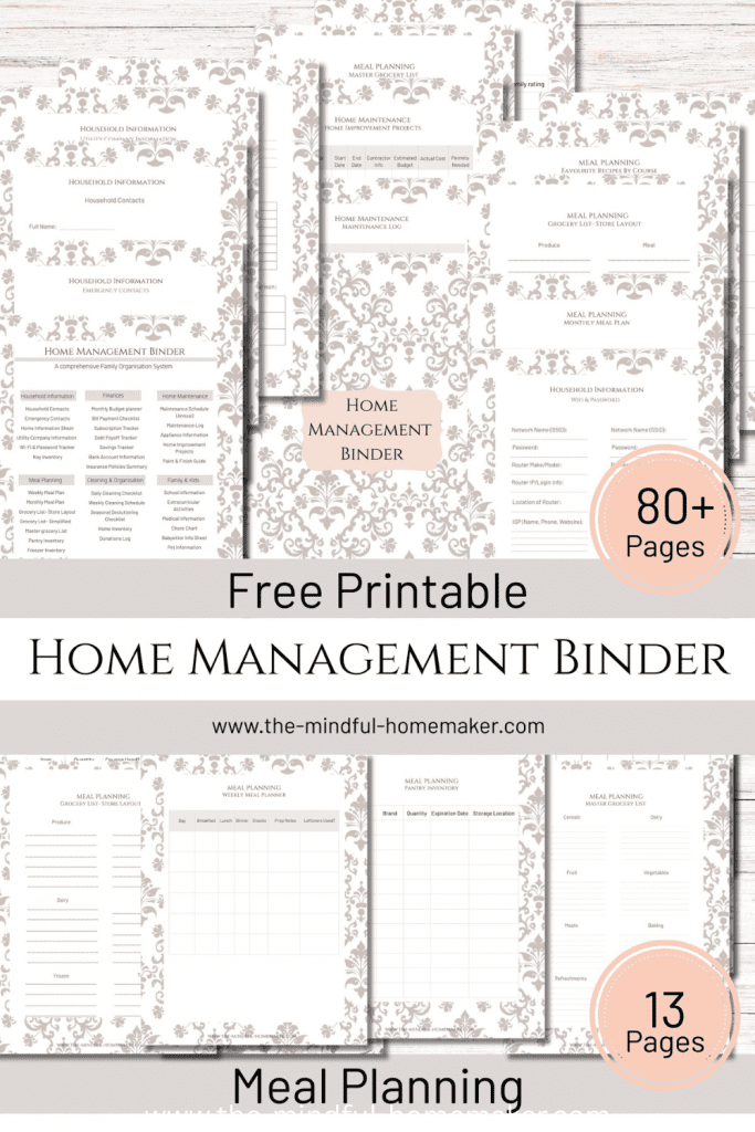 Home Management Binder categories