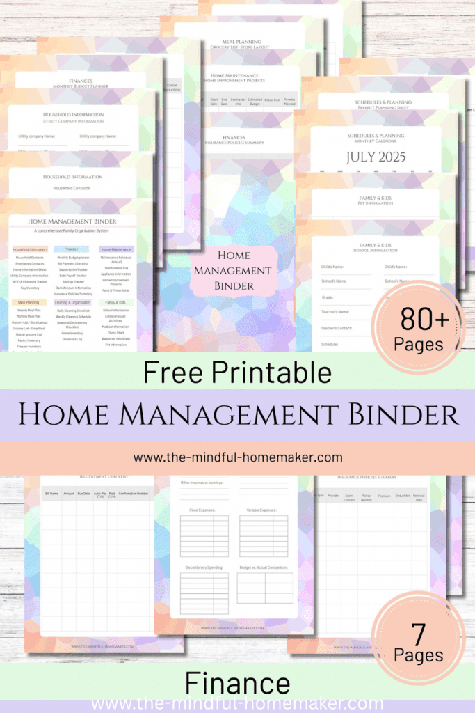 Home Management Binder printables free