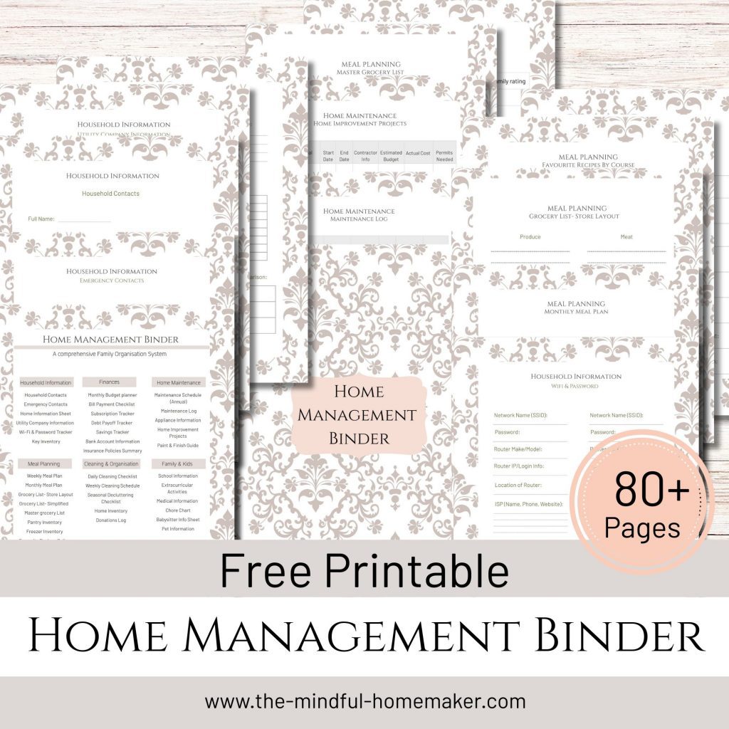 Home management binder pdf printable