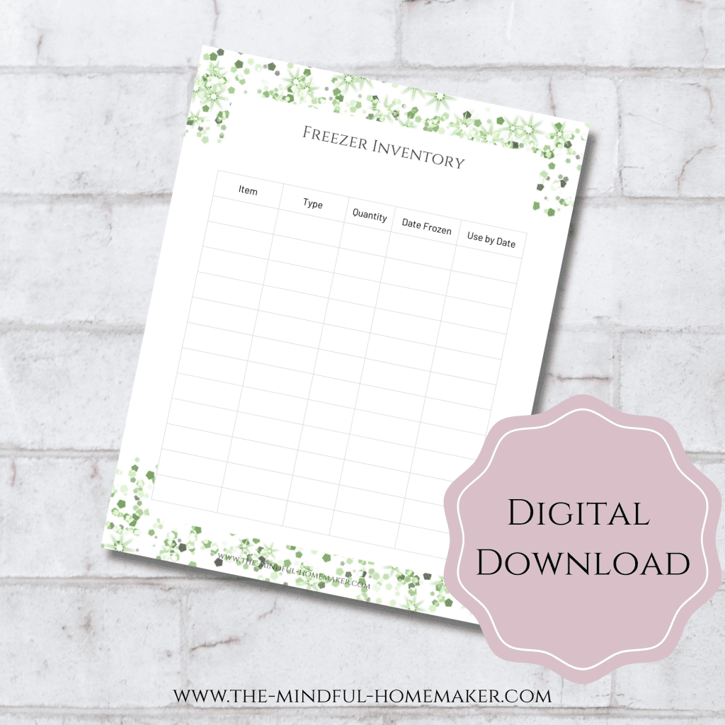 freezer inventory template