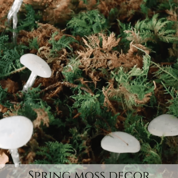 spring moss decor hot glue mushrooms