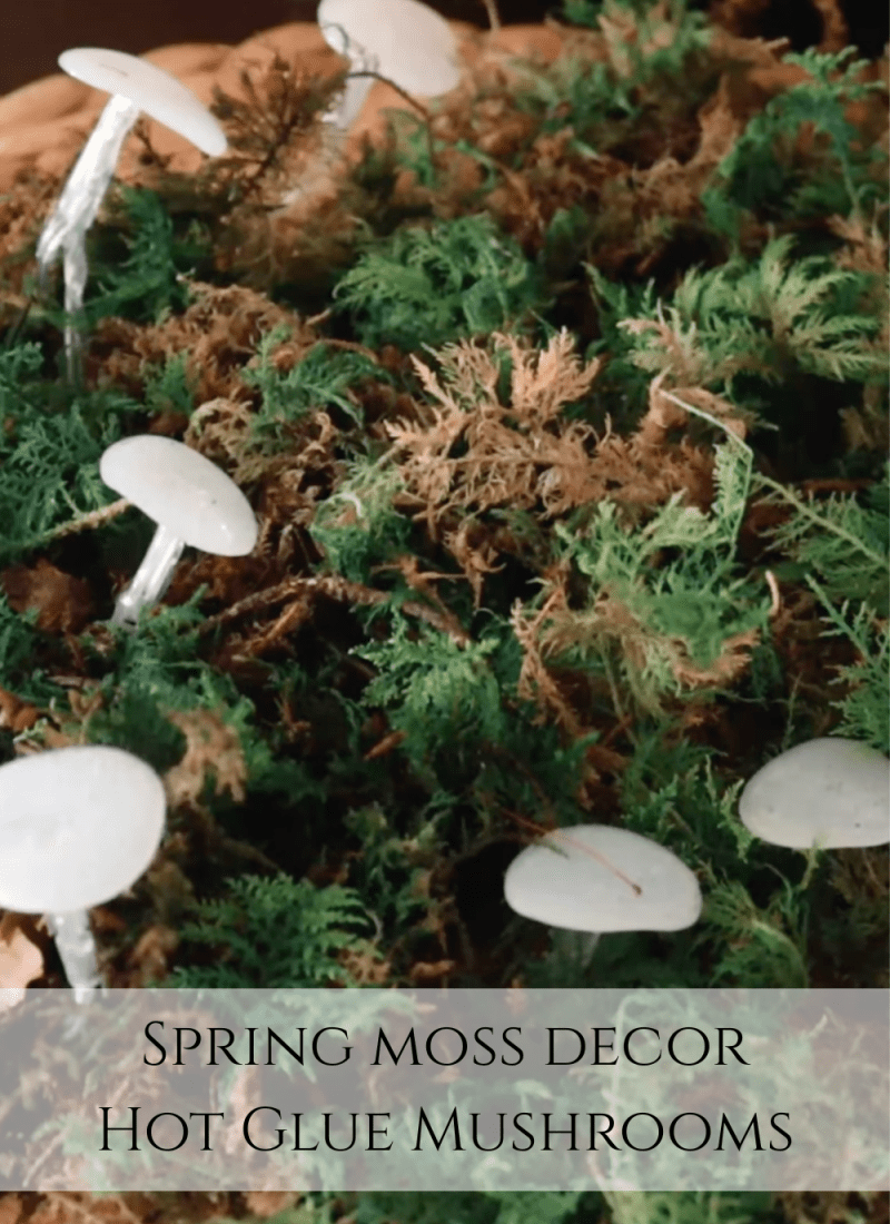 Spring Moss Decor Hot Glue Mushrooms