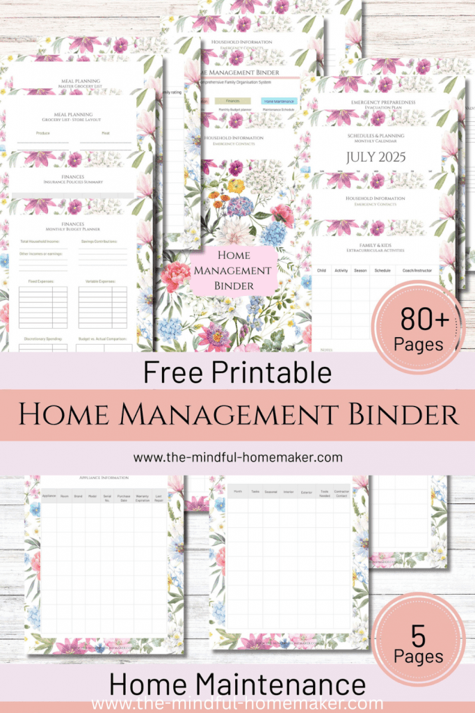 what to put in a home management binder