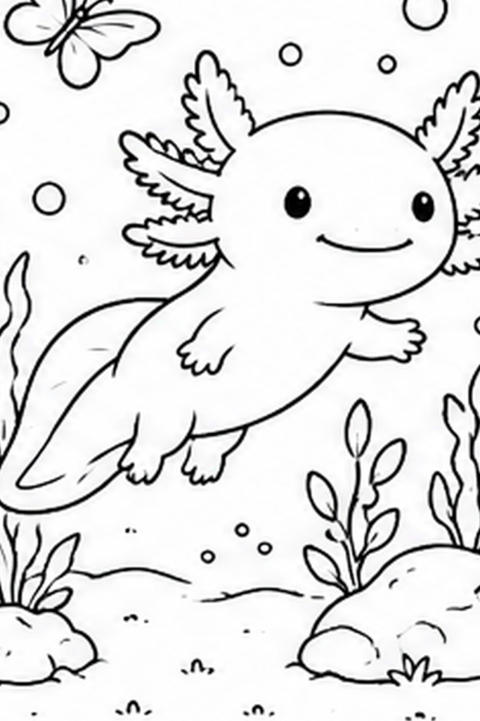 Axolotl colouring book