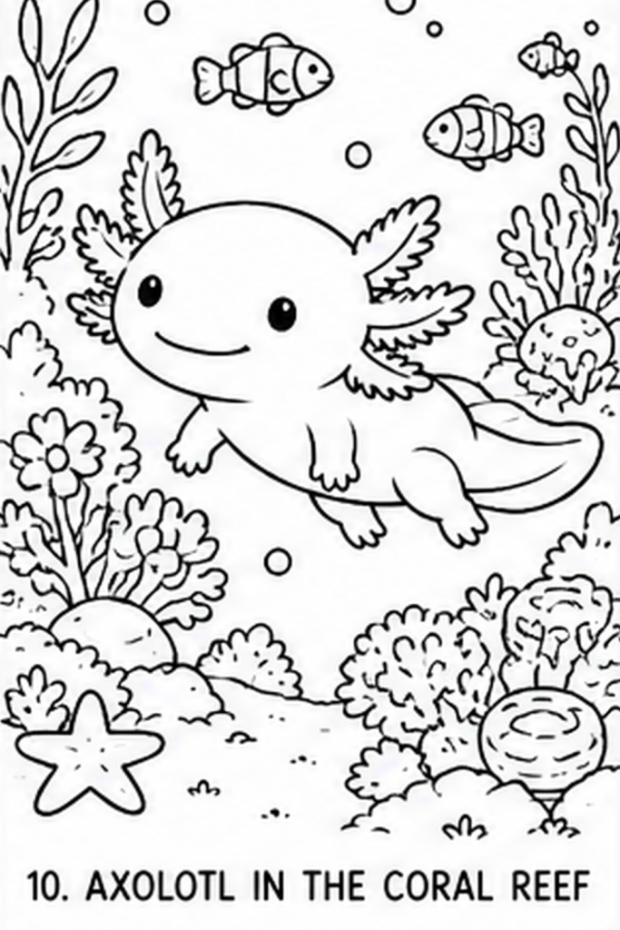 Axolotl colouring image