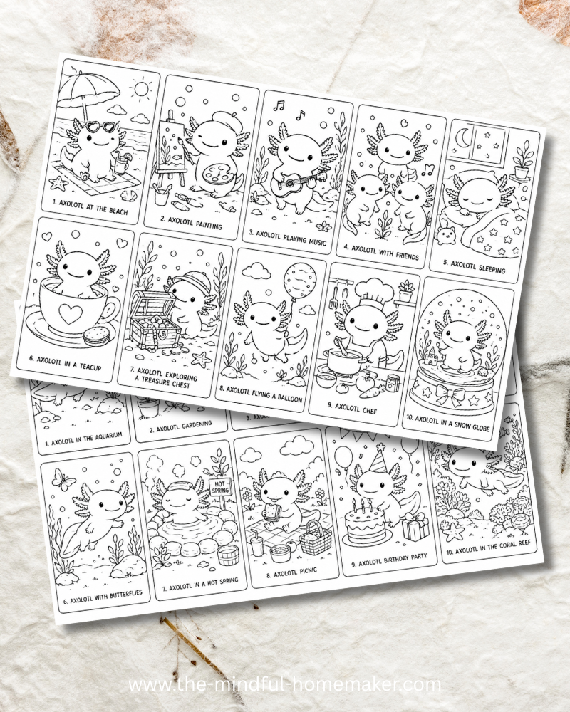 Axolotl colouring pages