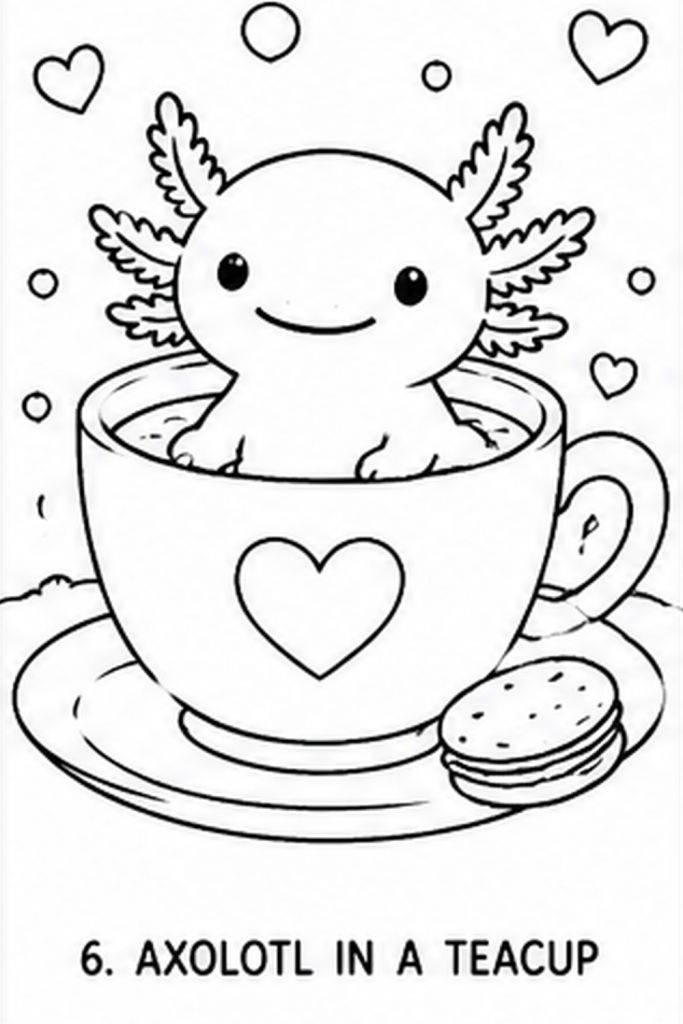 Axolotl colouring pages for 5 year olds