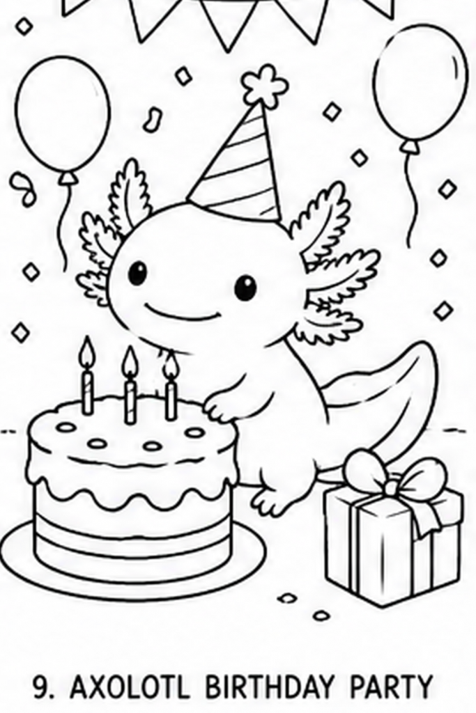 Axolotl colouring picture