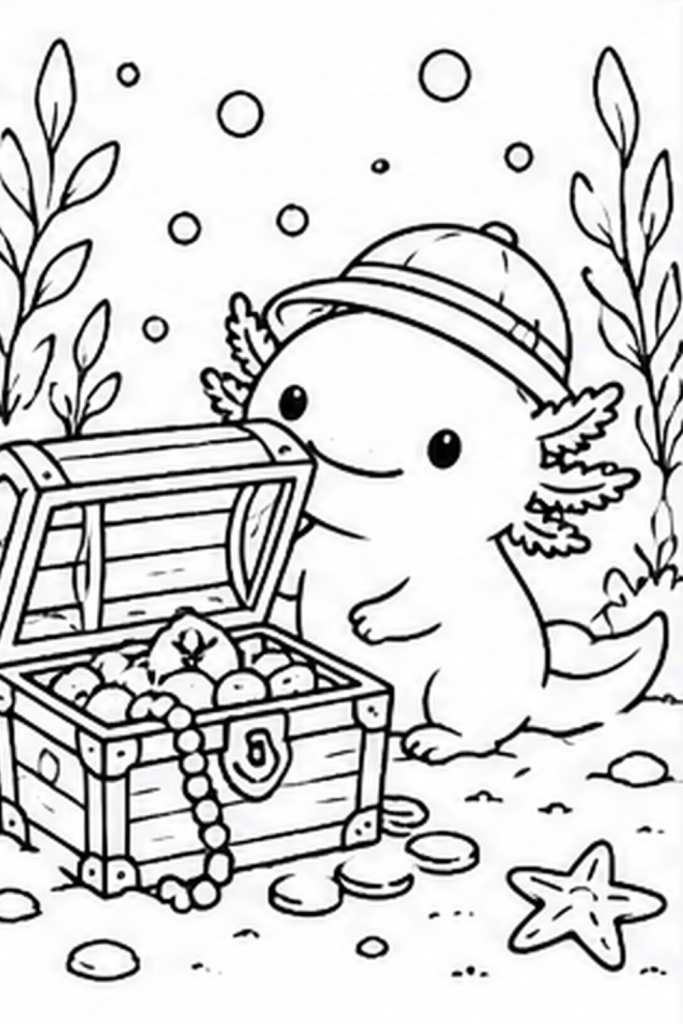 Axolotl colouring sheet