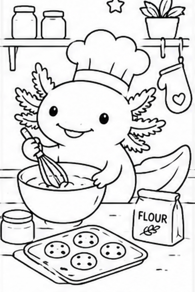 Axolotl colouring sheet
