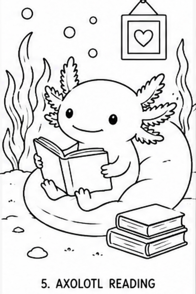 Axolotl sweet colouring pages