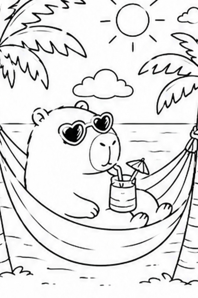 Capybara colouring book