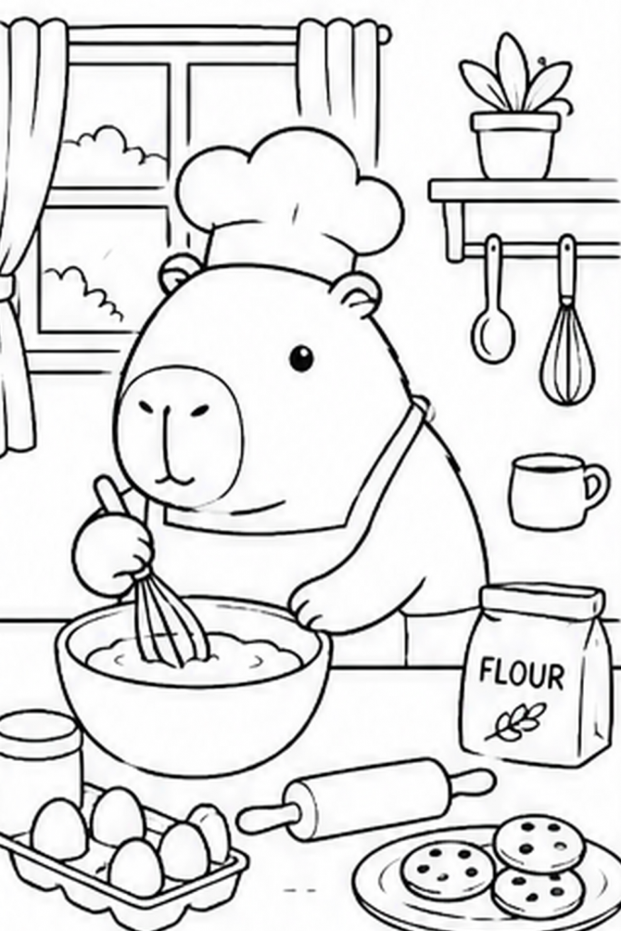 Capybara colouring image