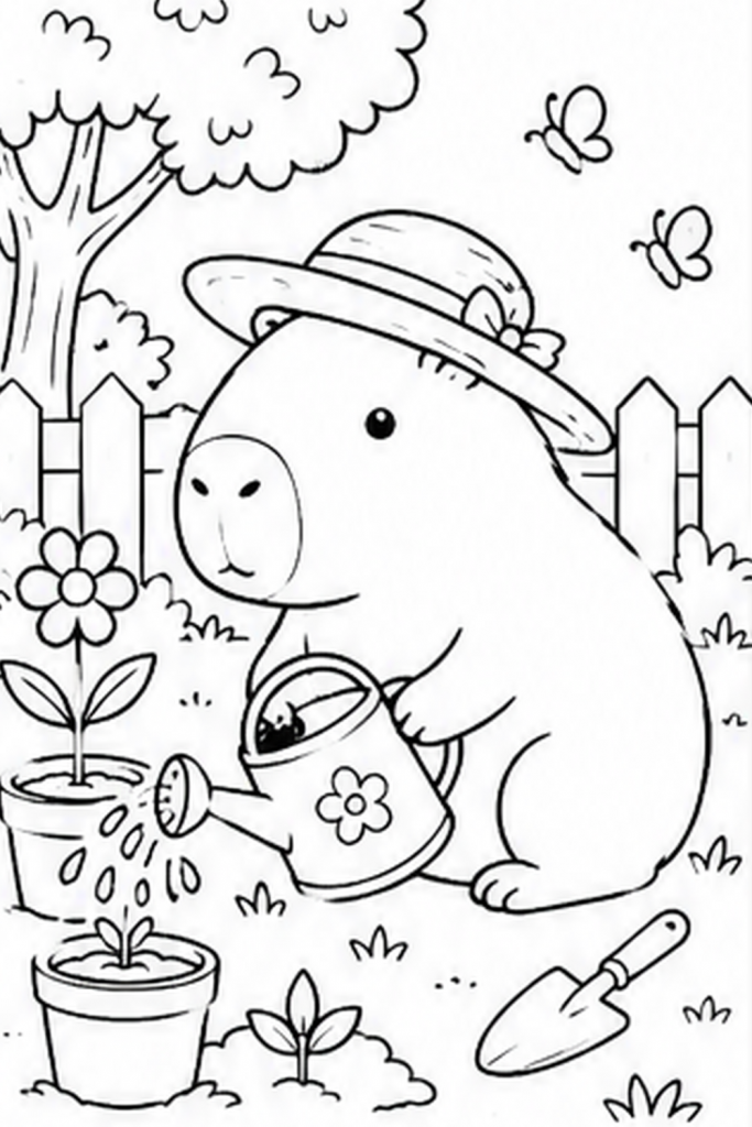 Capybara colouring page (2)