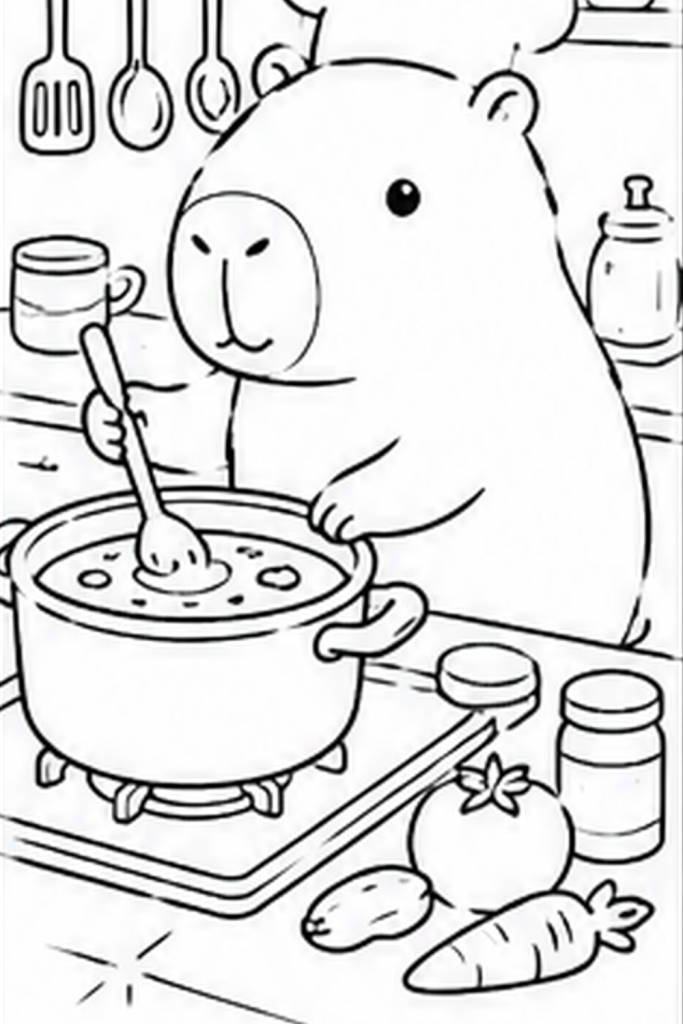 Capybara colouring page (3)