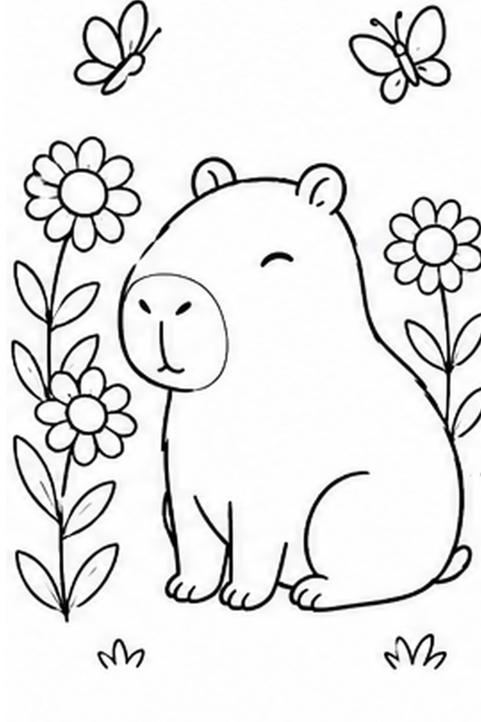 Capybara colouring page