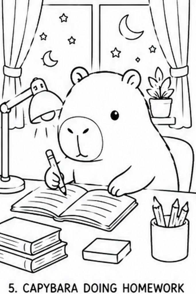 Capybara colouring pages for 5 year olds