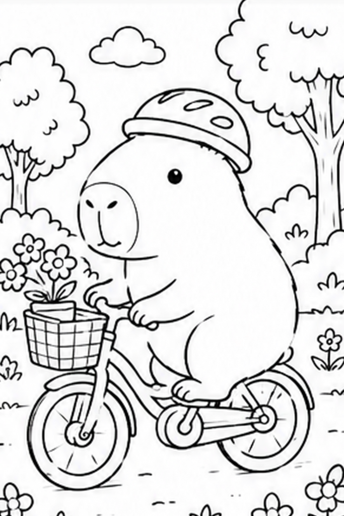 Capybara colouring pages for kids