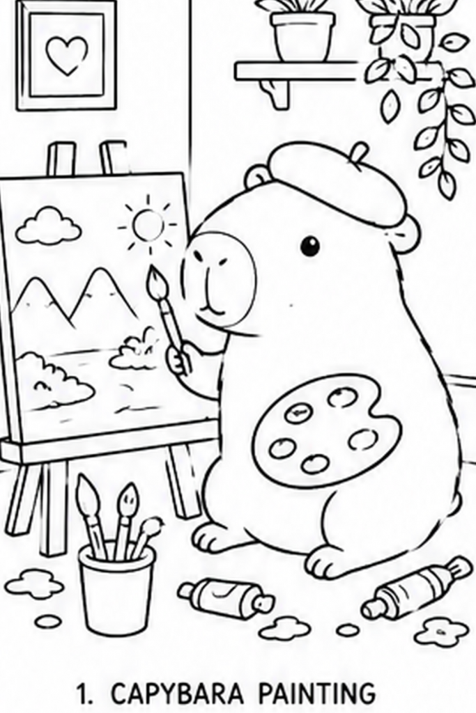 Capybara colouring picture