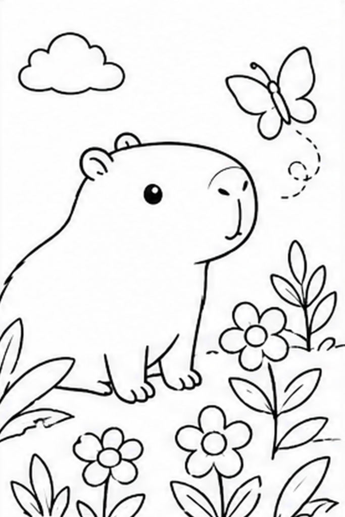 Capybara colouring sheet