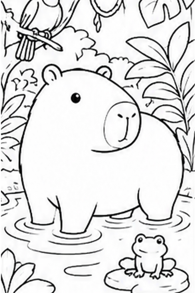 Capybara colouring sheet
