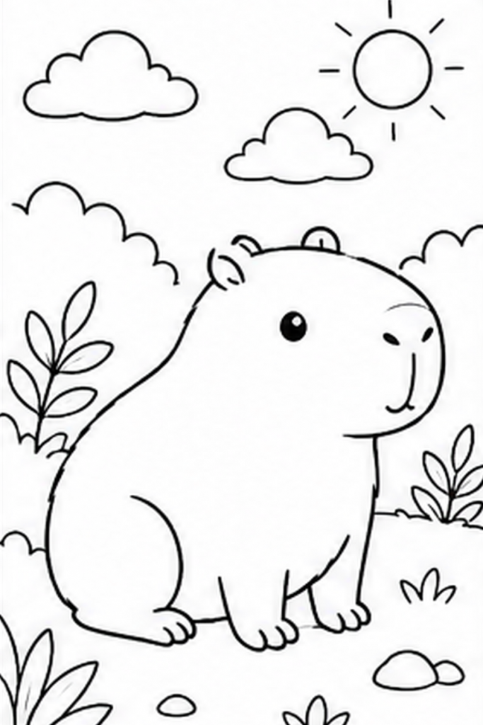 Capybara sweet colouring pages