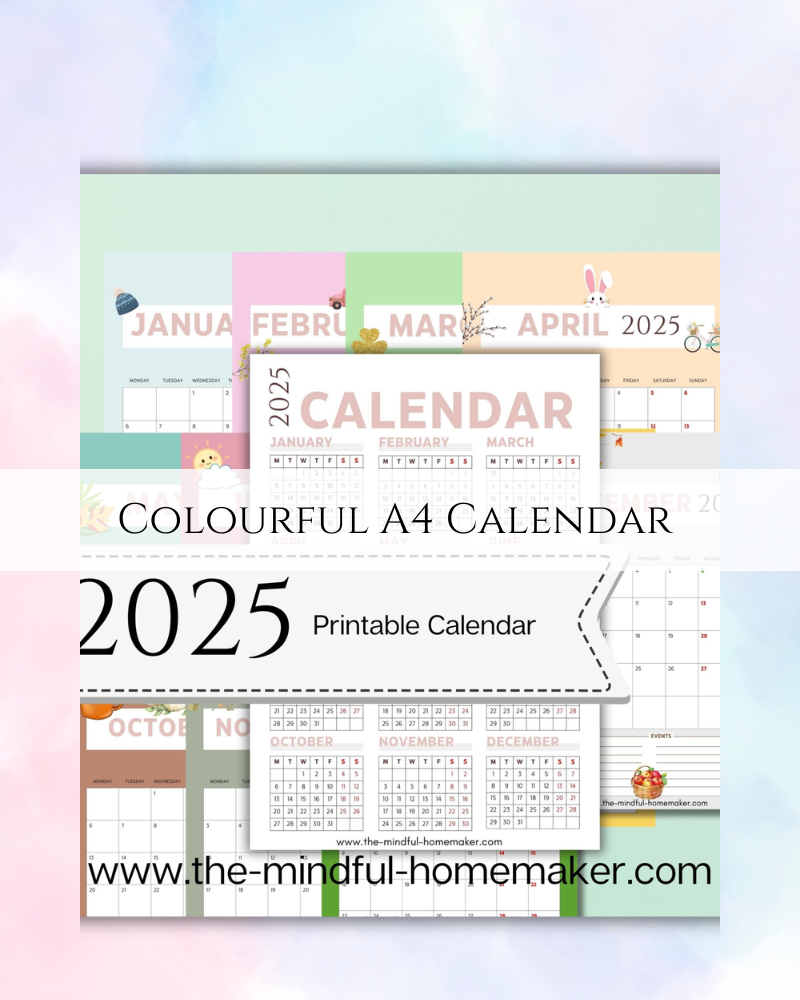 Colourful A4 Calendar