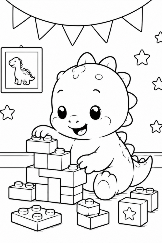 Baby dinosaur colouring pages Dinosaur colouring page (2)