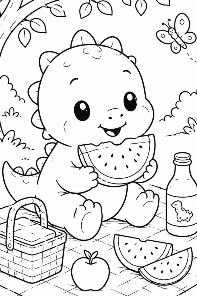 Baby dinosaur colouring pages Dinosaur colouring page (3)